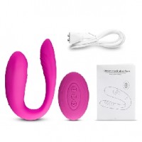 Clitoral & Couples Vibrator w/Sucking, 10 Function, Rechargeable, w/Remote Control PINK